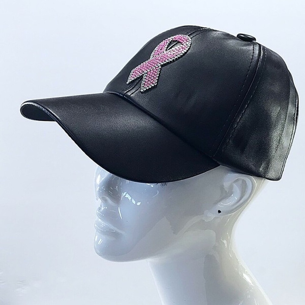The Black Leather and Pink Ribbon Hat